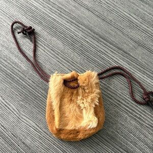 Vintage leather fur pouch
